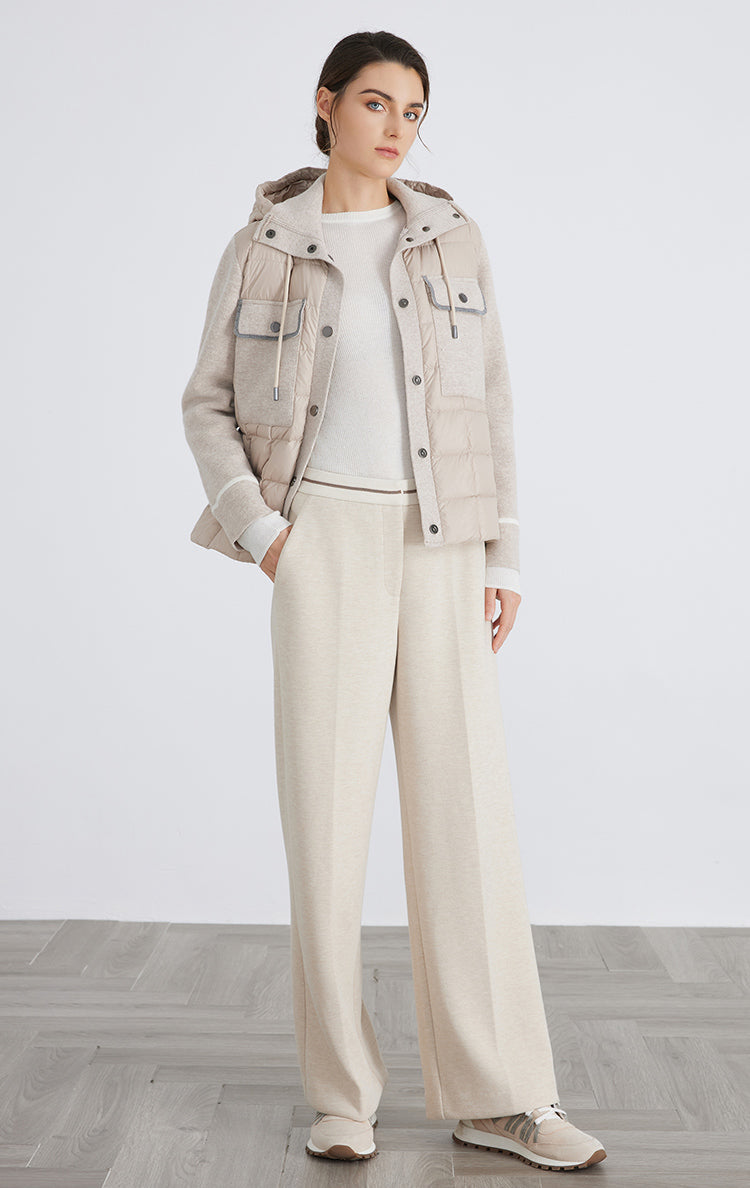 Yün Kapüşonlu Kaz Tüyü Mont