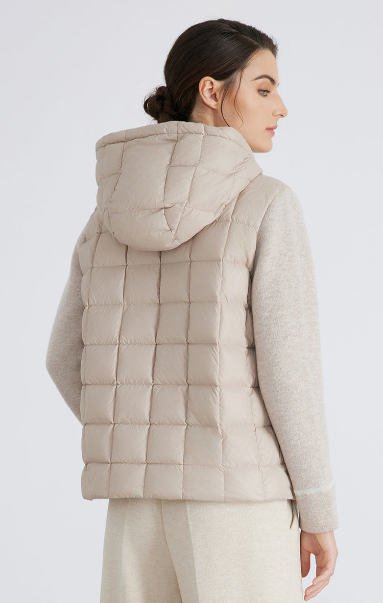 Yün Kapüşonlu Kaz Tüyü Mont