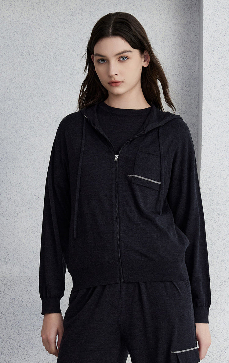 Yün & İpek Hafif Kapüşonlu