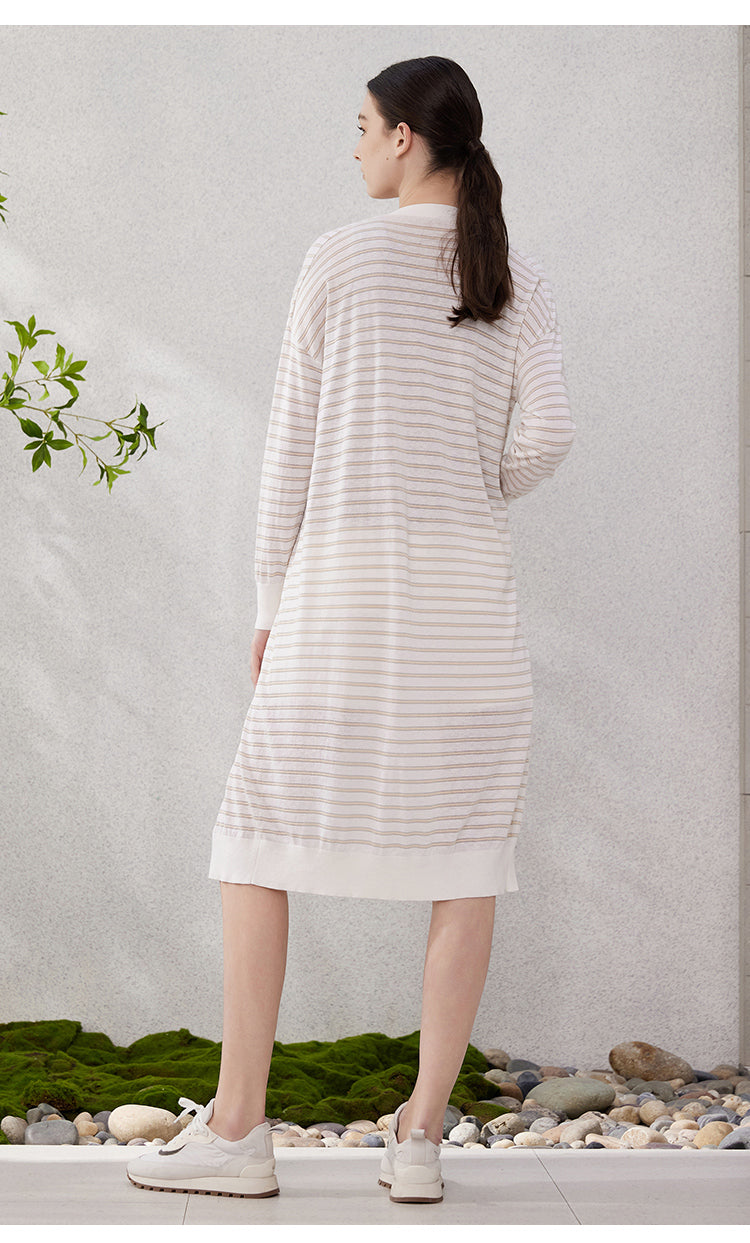 Keten & İpek Çizgili Hırka