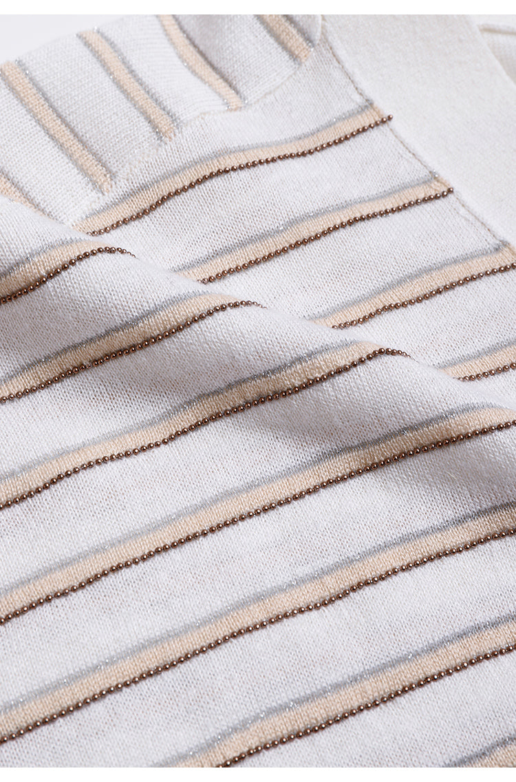 Keten & İpek Çizgili Hırka