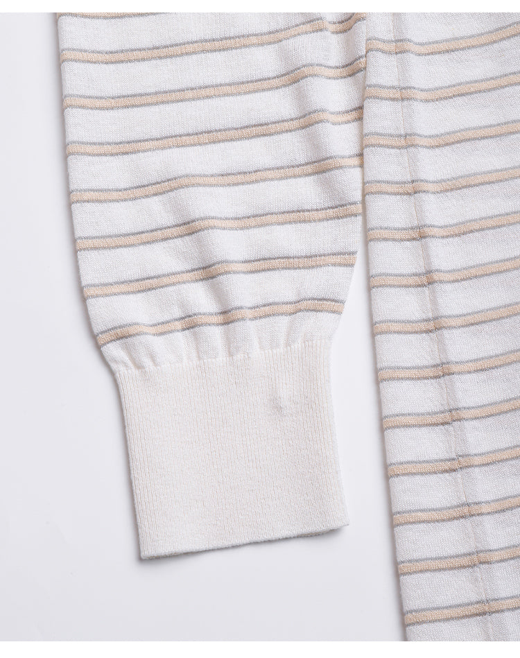 Keten & İpek Çizgili Hırka