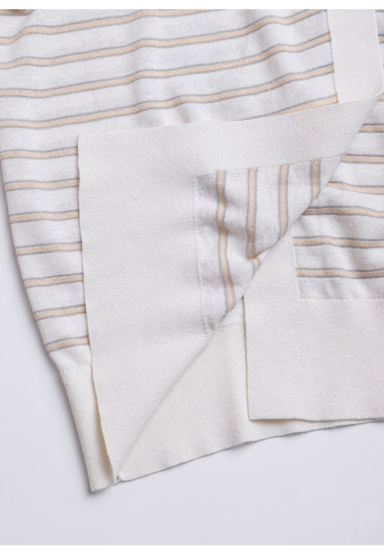 Keten & İpek Çizgili Hırka