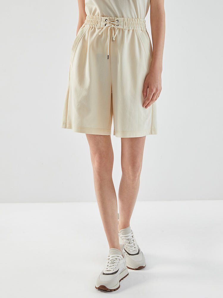 Pamuk Bağcıklı Lastikli Bel Şort