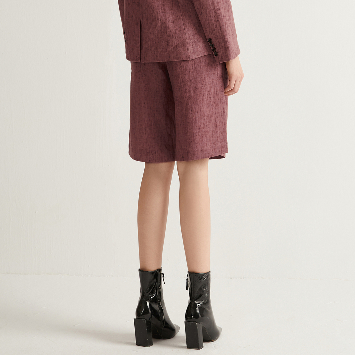 Keten Yüksek Bel Şort