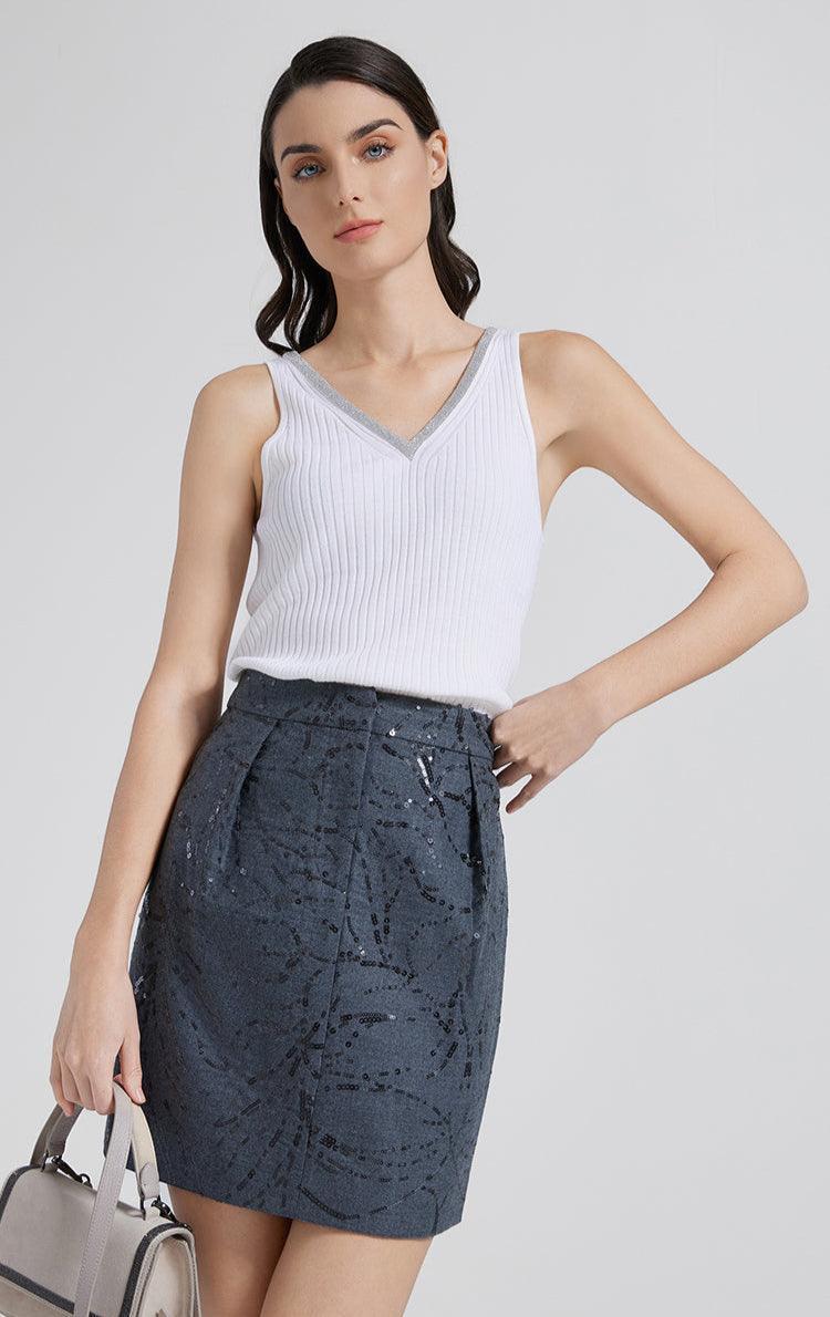 Yün & İpek Kolsuz V Yaka Yelek