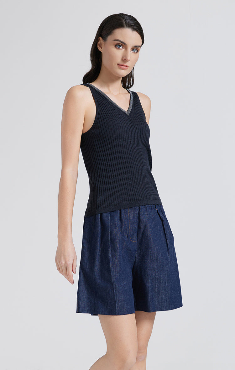 Yün & İpek Kolsuz V Yaka Yelek