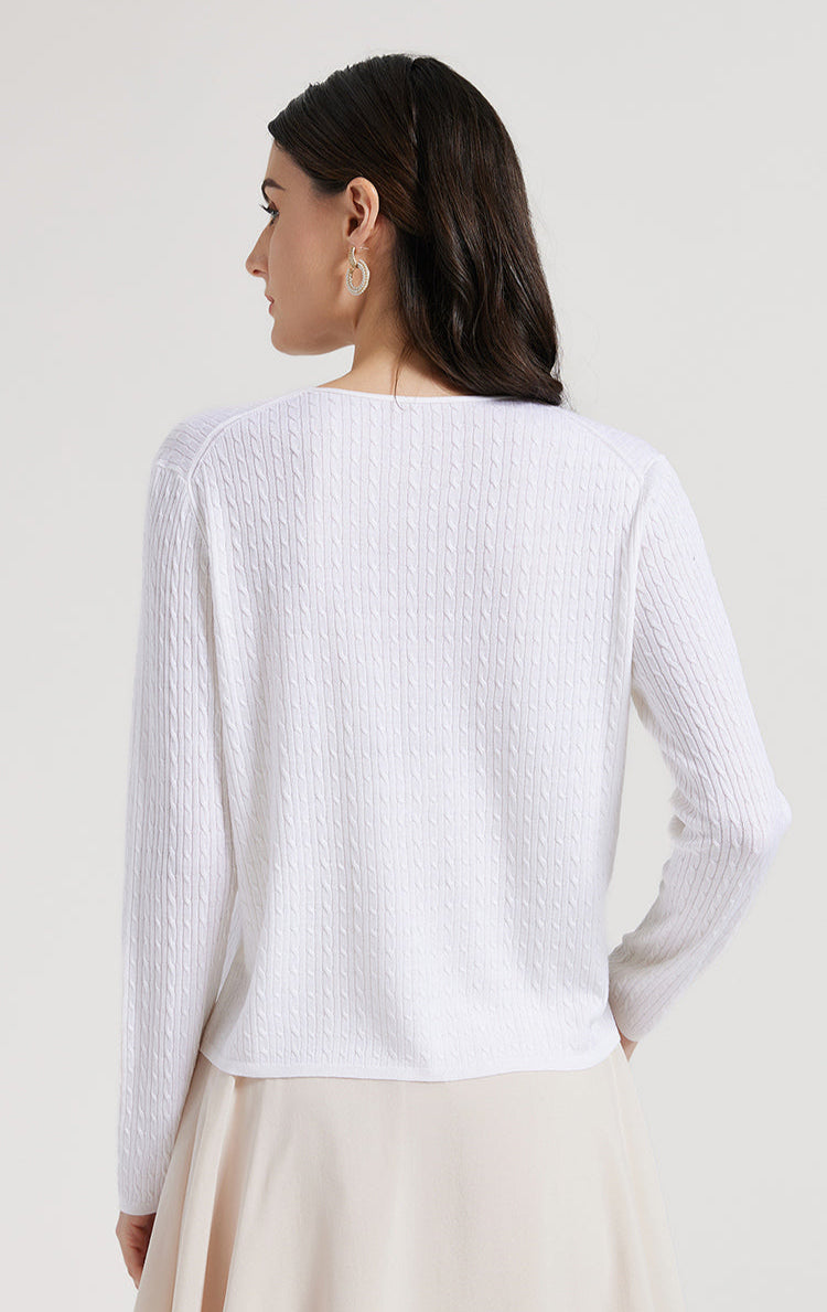 Yün & İpek V Yaka Düğmeli Kazak