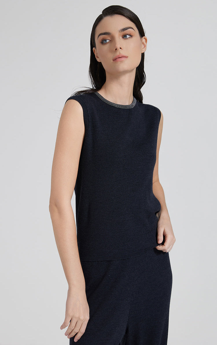 İpek & Yün Yuvarlak Yaka Atlet Triko