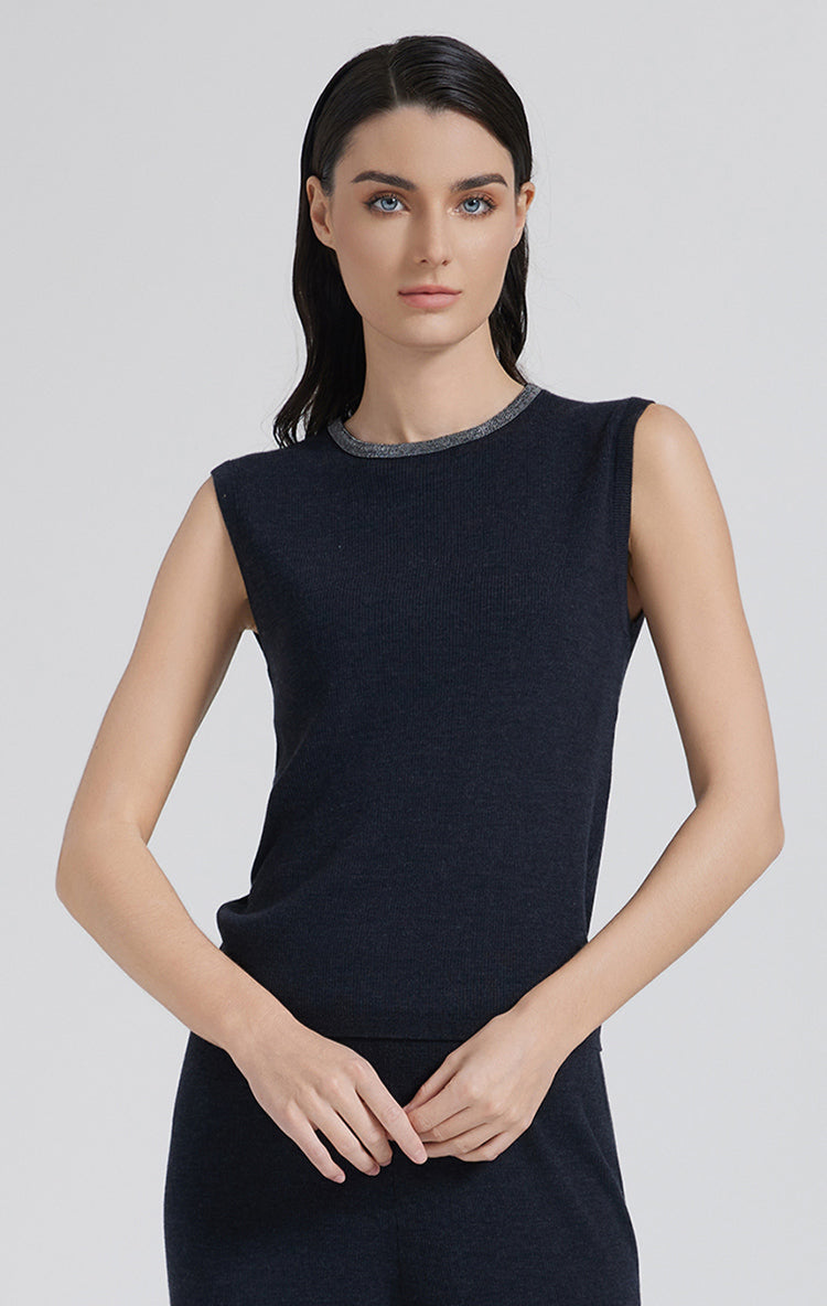 İpek & Yün Yuvarlak Yaka Atlet Triko