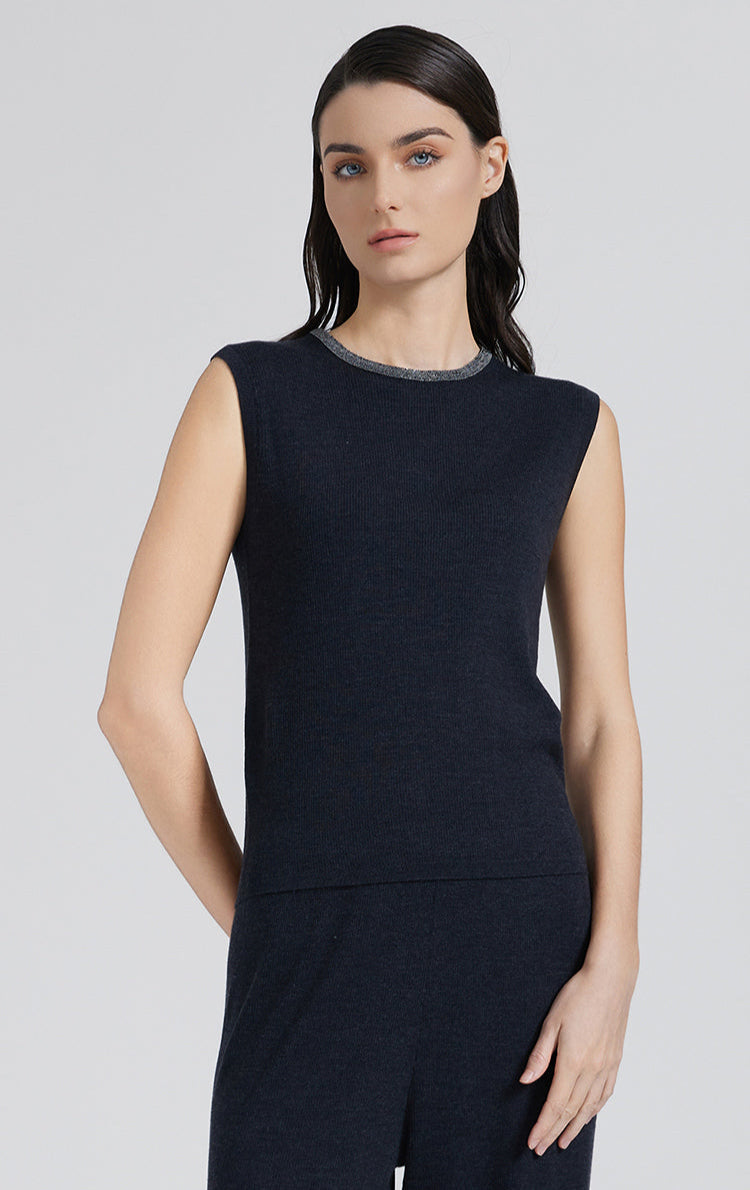 İpek & Yün Yuvarlak Yaka Atlet Triko