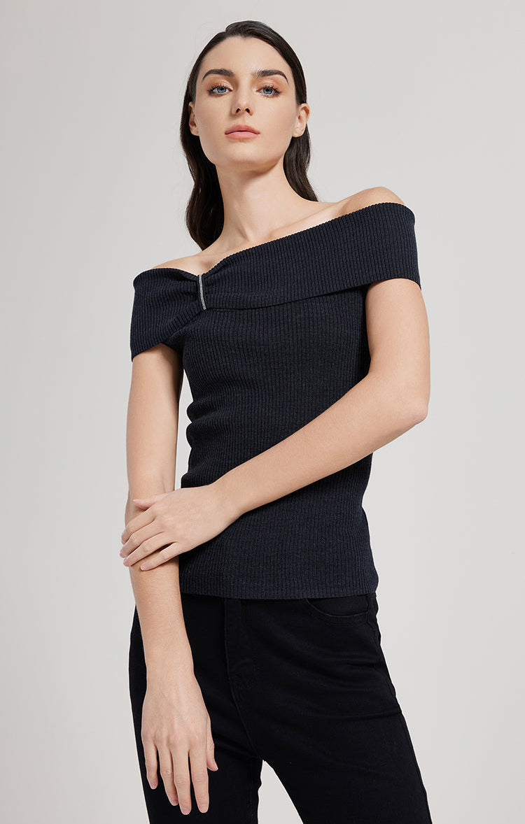 İpek & Yün Omuz Fitilli Kazak