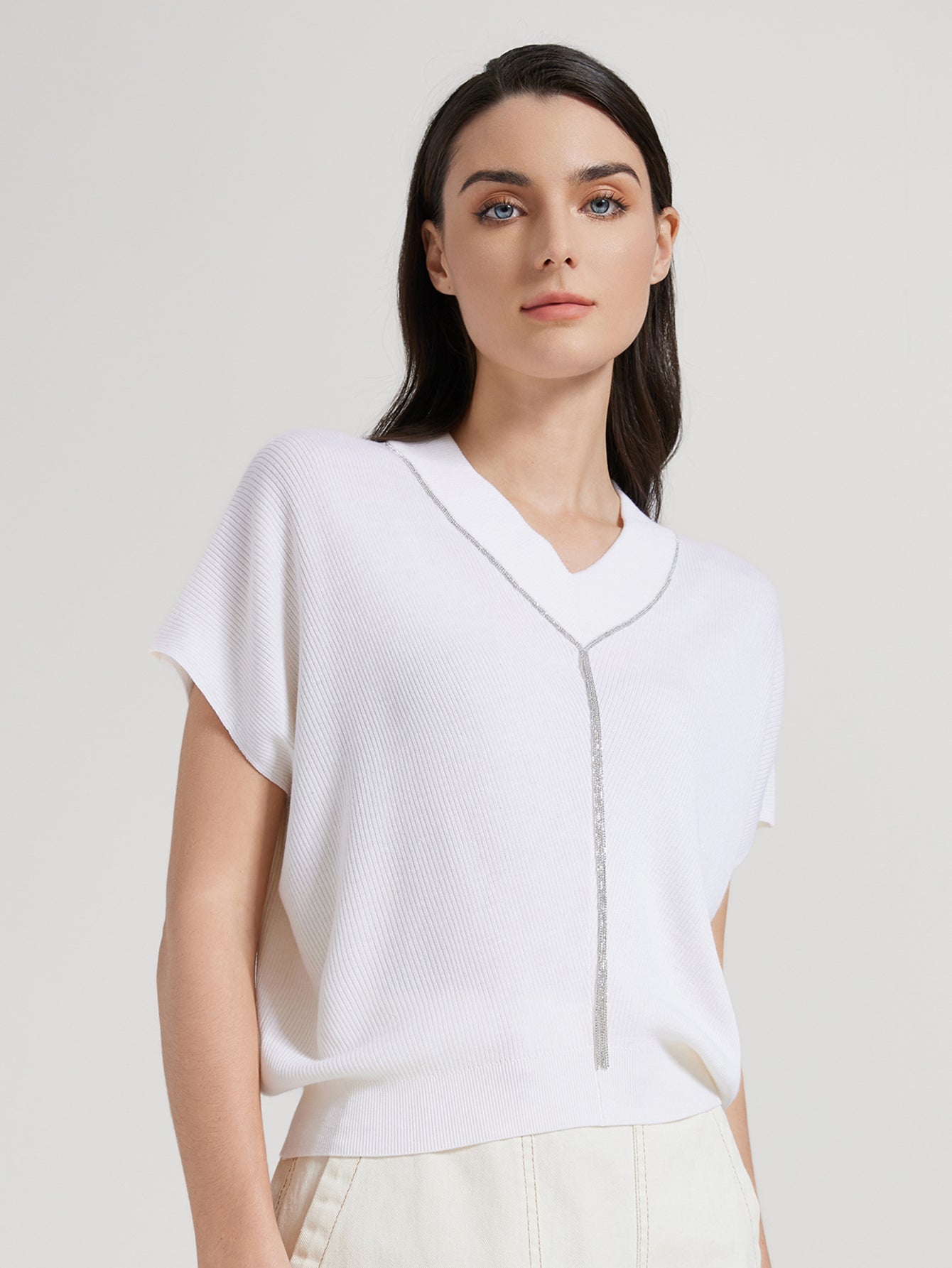 Merino Yünü V Yaka Kazak