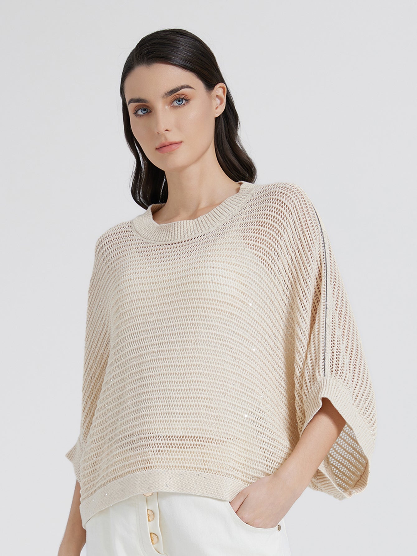 Keten & Pamuk Payetli Örgü Kazak