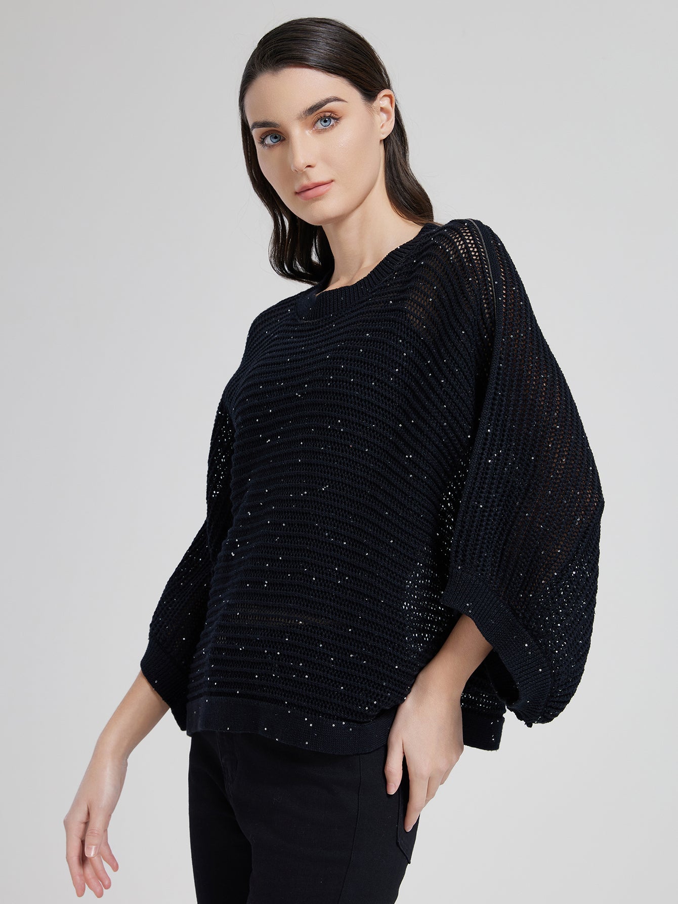 Keten & Pamuk Payetli Örgü Kazak