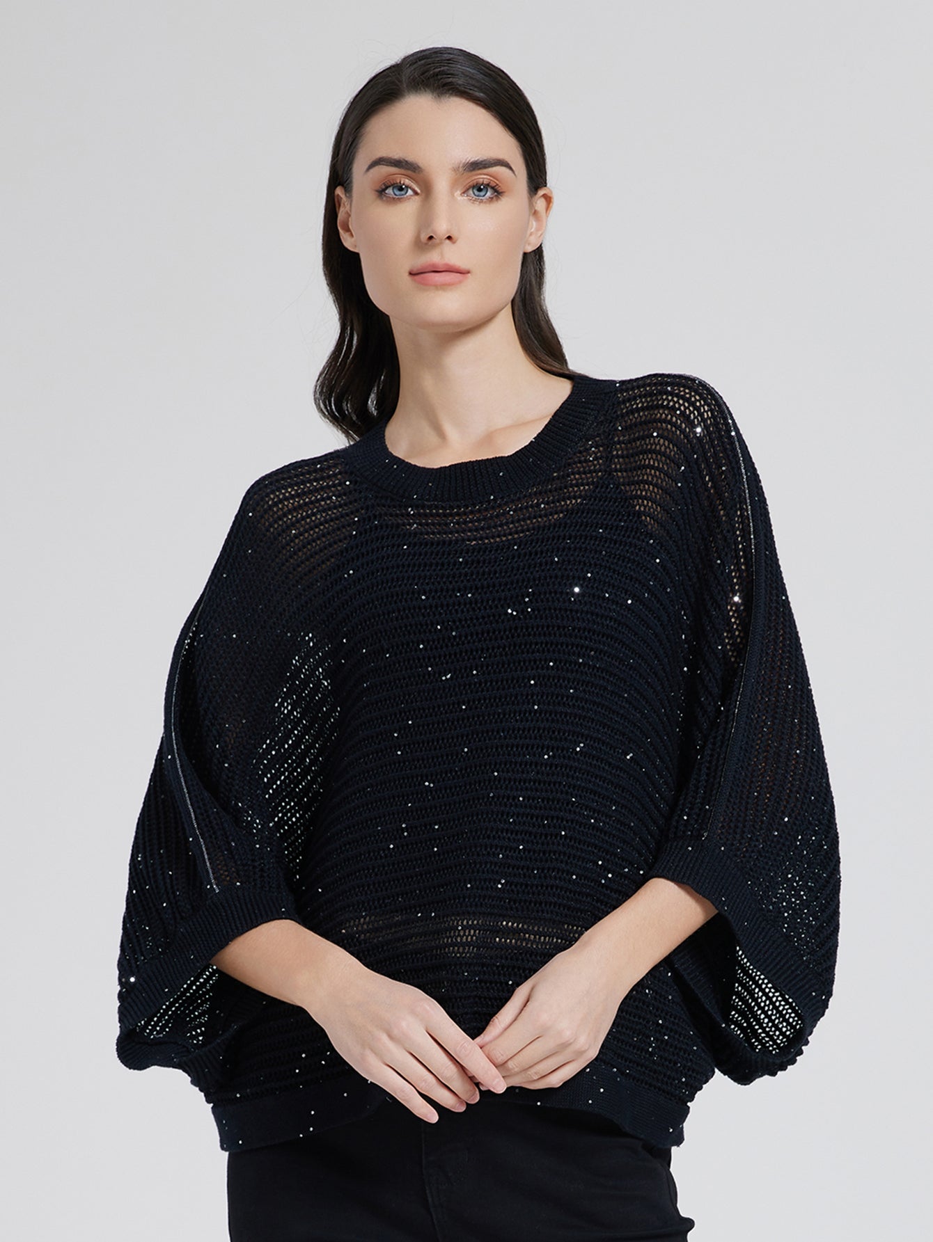 Keten & Pamuk Payetli Örgü Kazak