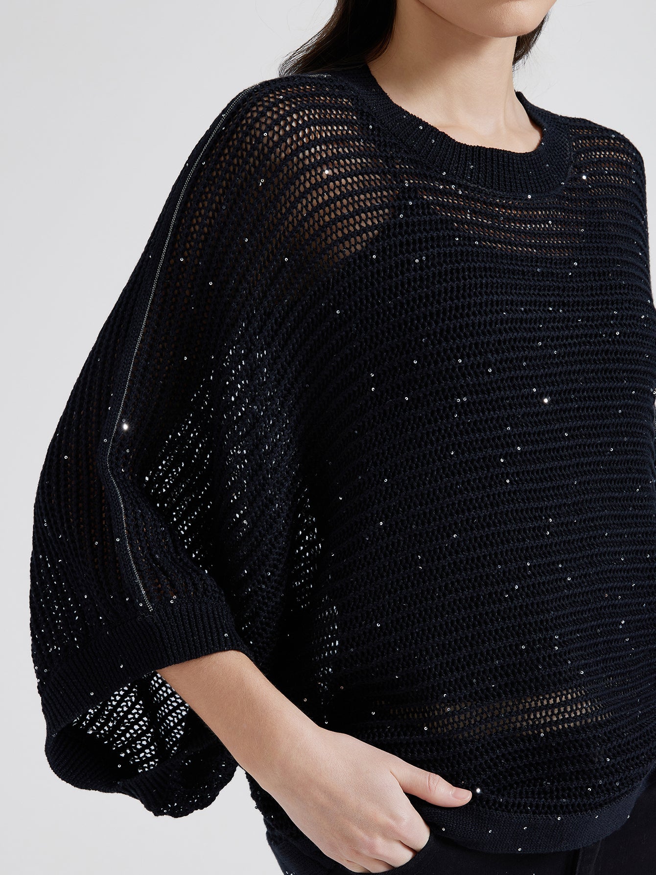 Keten & Pamuk Payetli Örgü Kazak