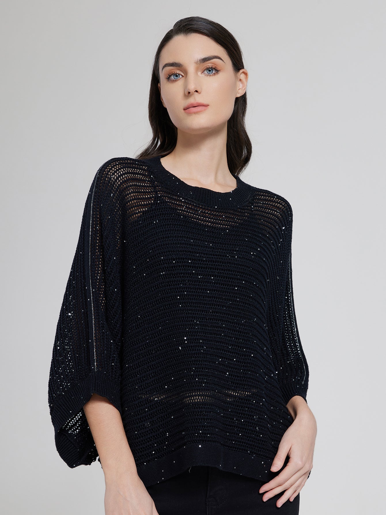 Keten & Pamuk Payetli Örgü Kazak