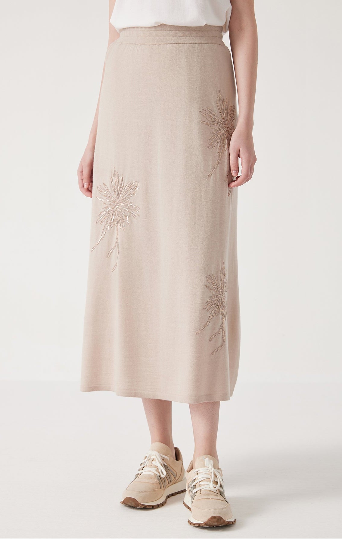 Yün & İpek Çiçek İşlemeli Etek