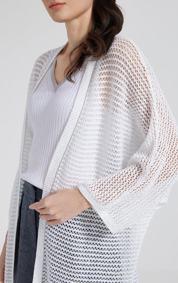 Keten Kroşe Örgü Büstiyer Hırka