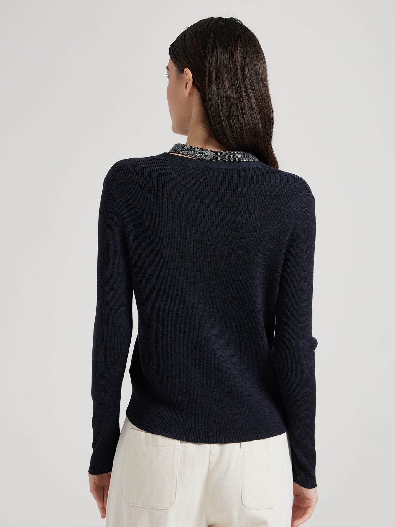 Yün & İpek V Yaka Düğmeli Hırka