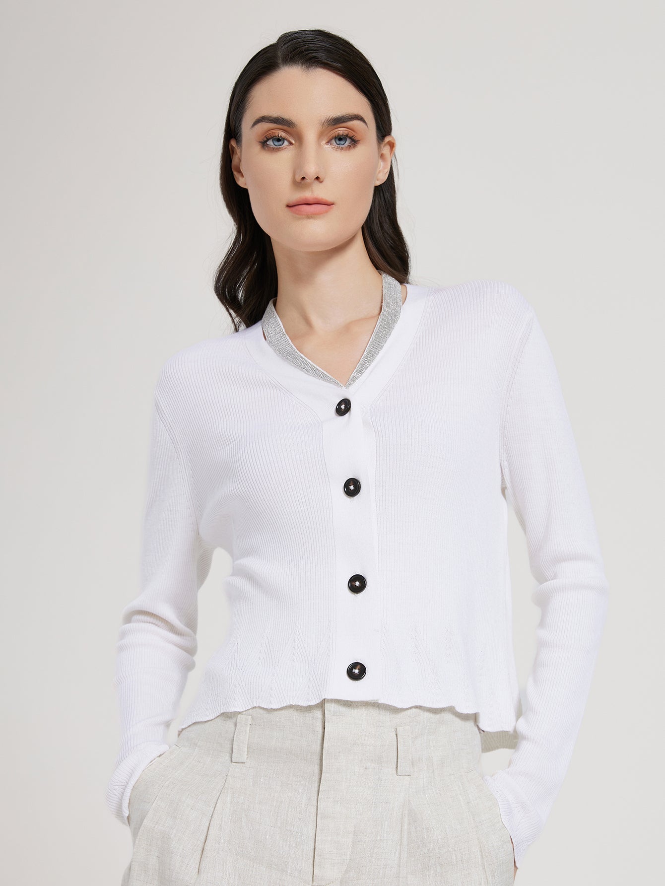 Yün & İpek V Yaka Hırka