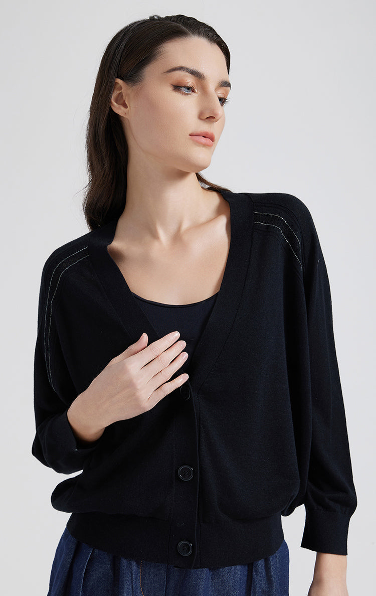 İpek & Keten V Yaka Hırka