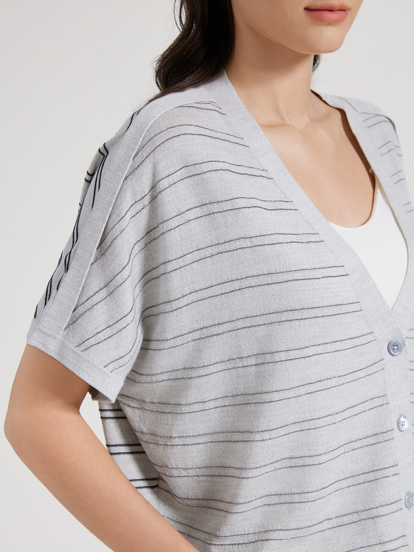 İpek & Yün Çizgili Hırka