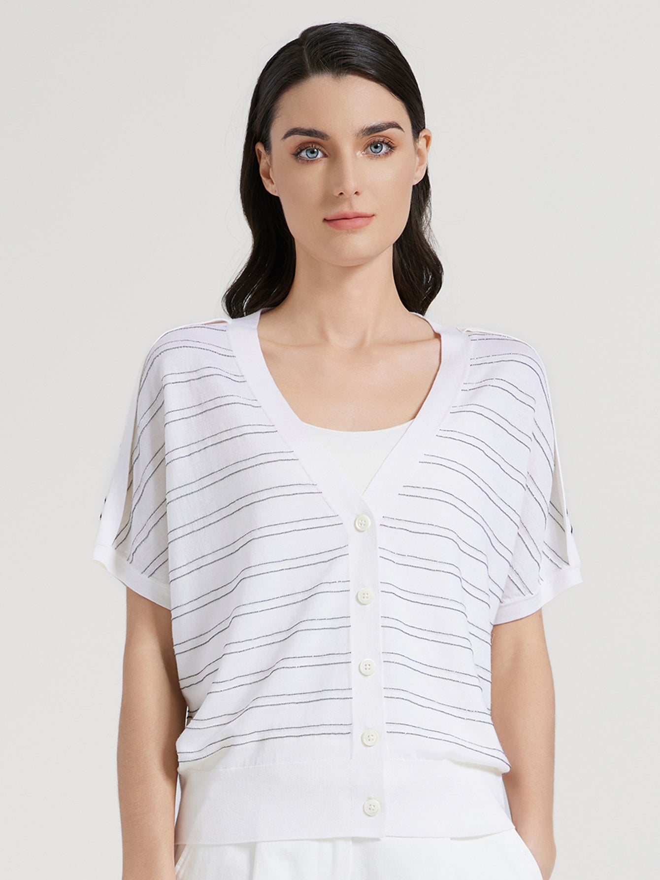 İpek & Yün Çizgili Hırka