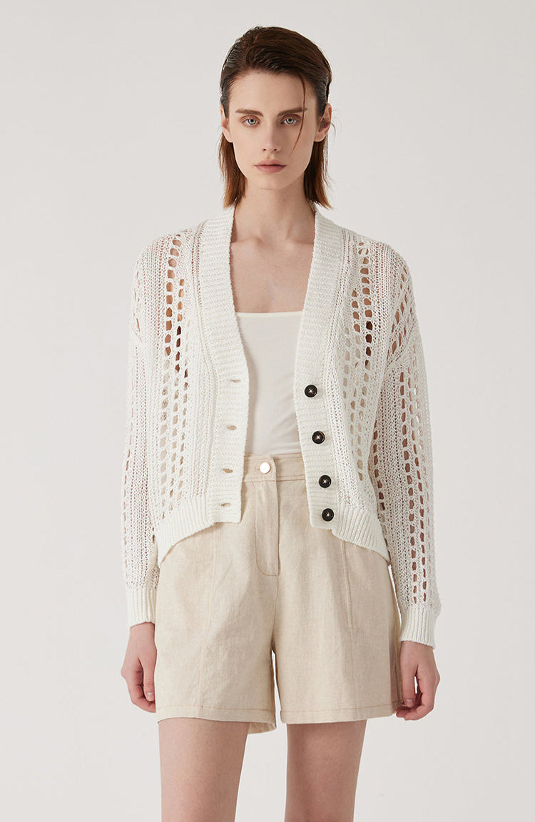 Keten Açık Örgülü Hırka