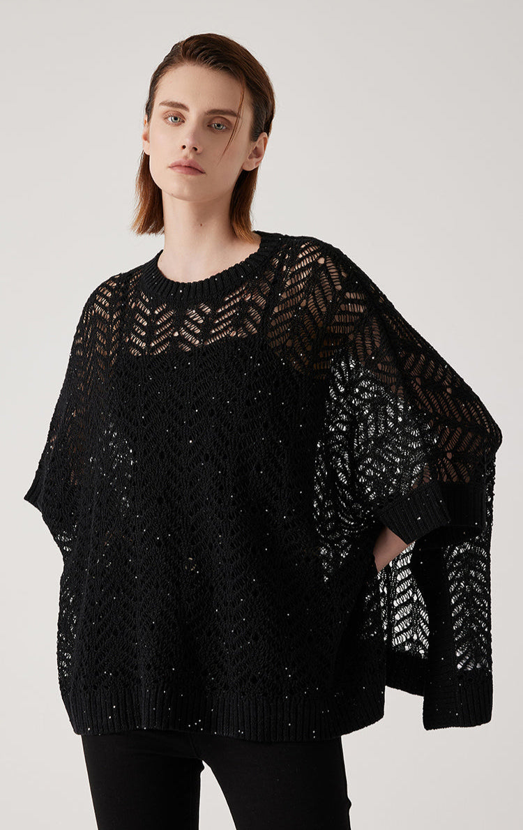 Keten Payetli Düz Örme Kazak