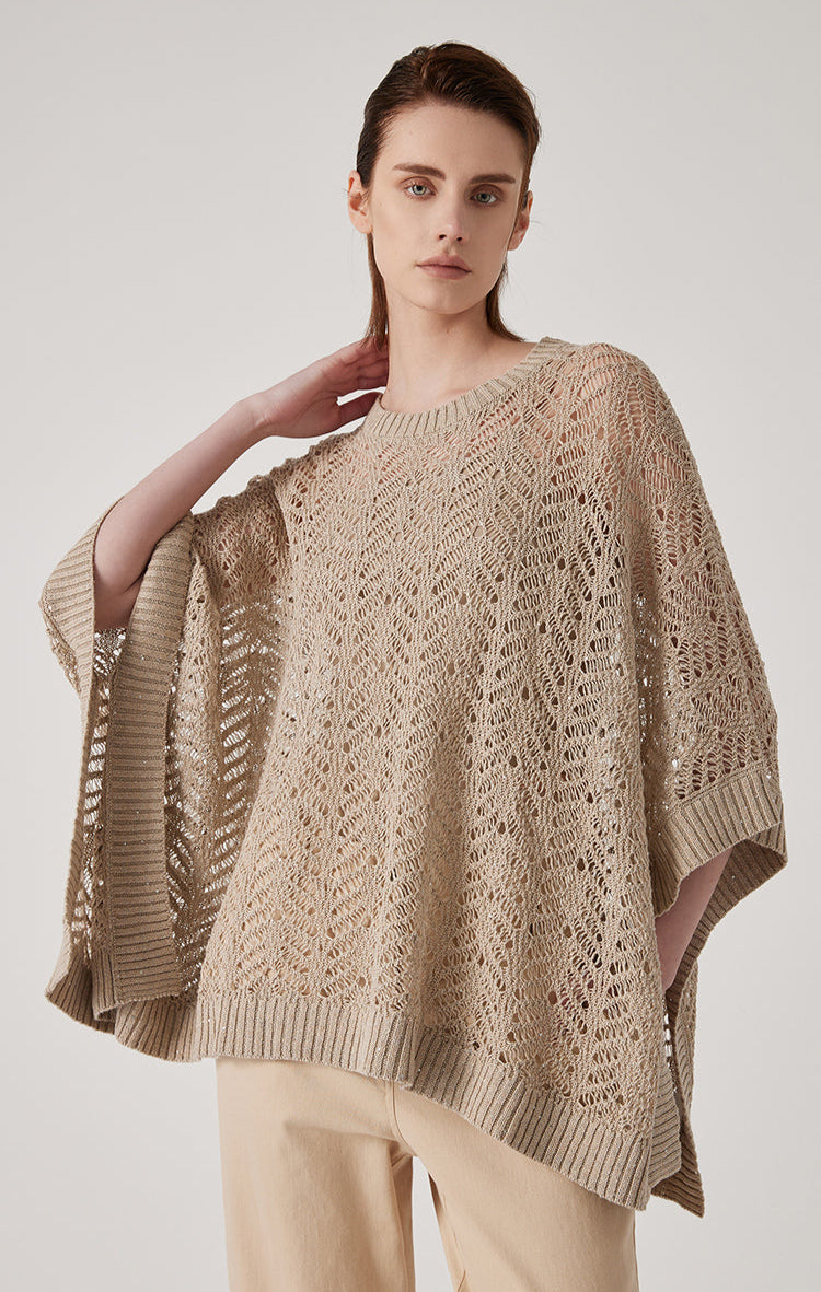 Keten Payetli Düz Örme Kazak