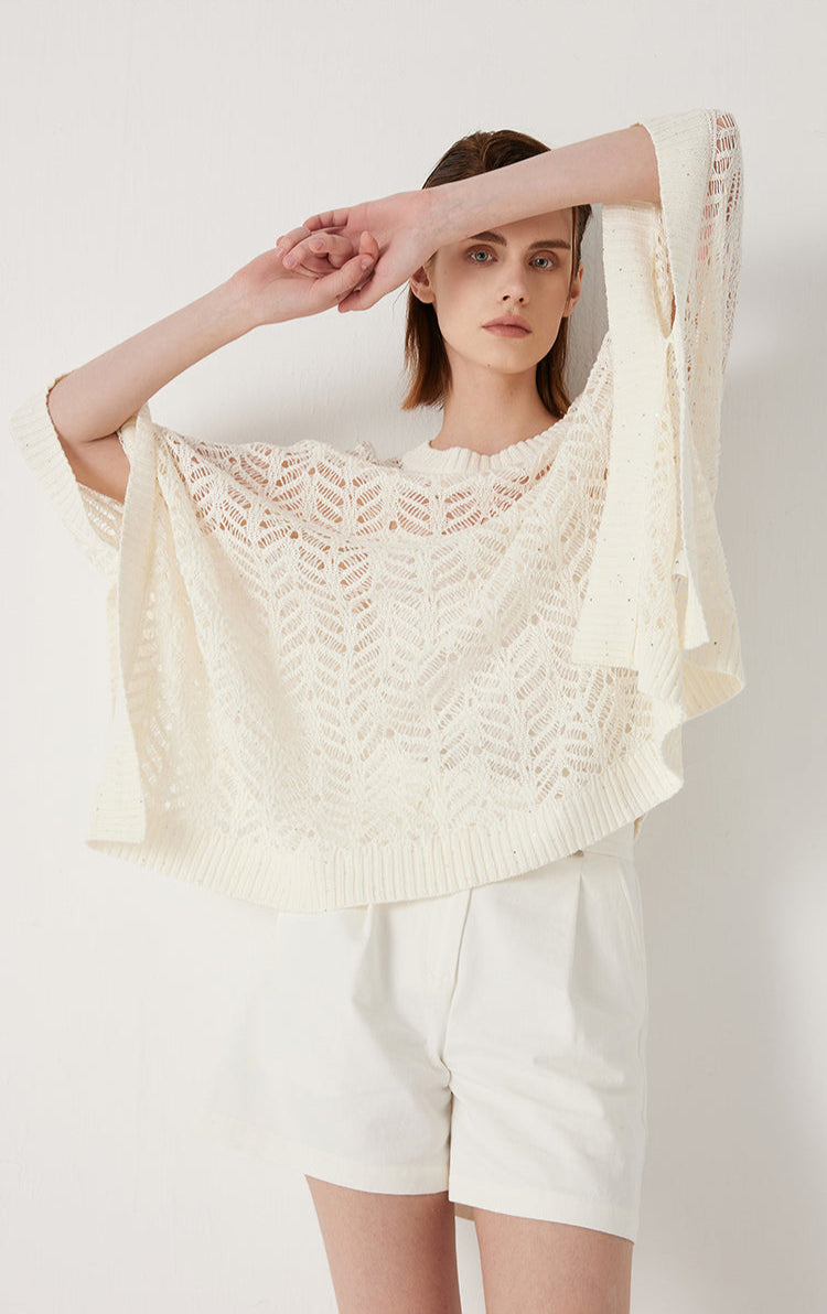 Keten Payetli Düz Örme Kazak