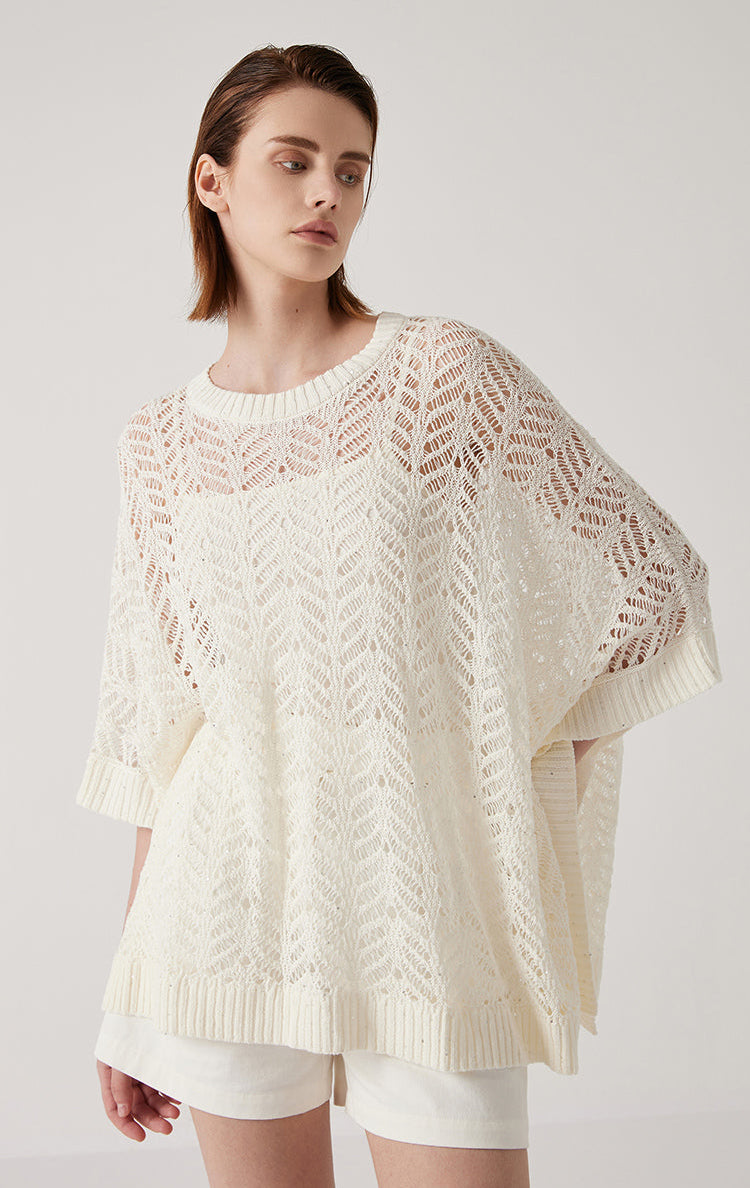 Keten Payetli Düz Örme Kazak