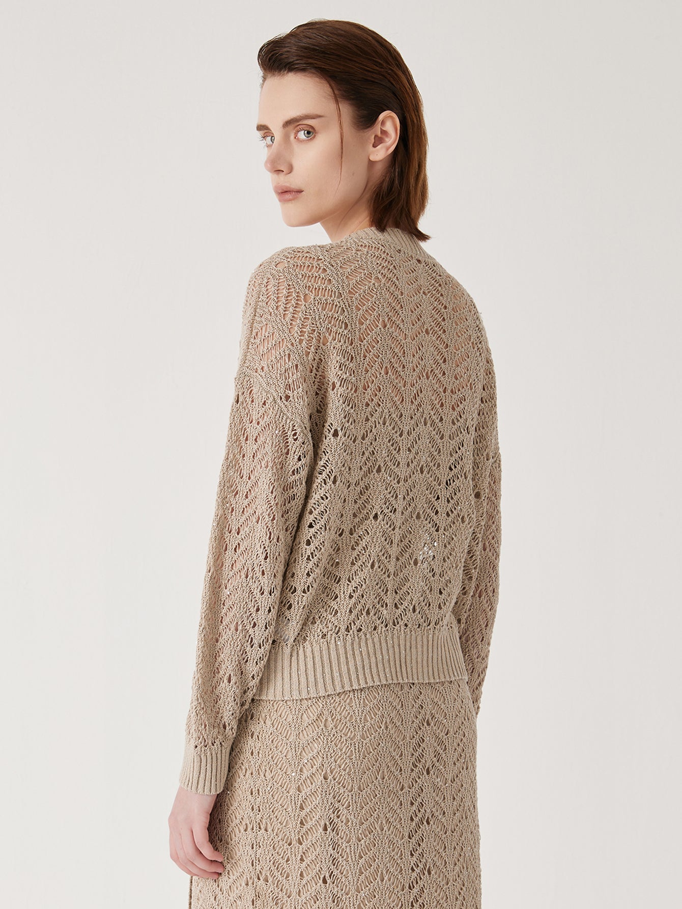 Keten Yarı Şeffaf Örgü Hırka