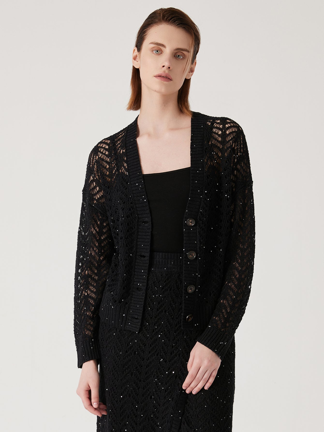 Keten Yarı Şeffaf Örgü Hırka