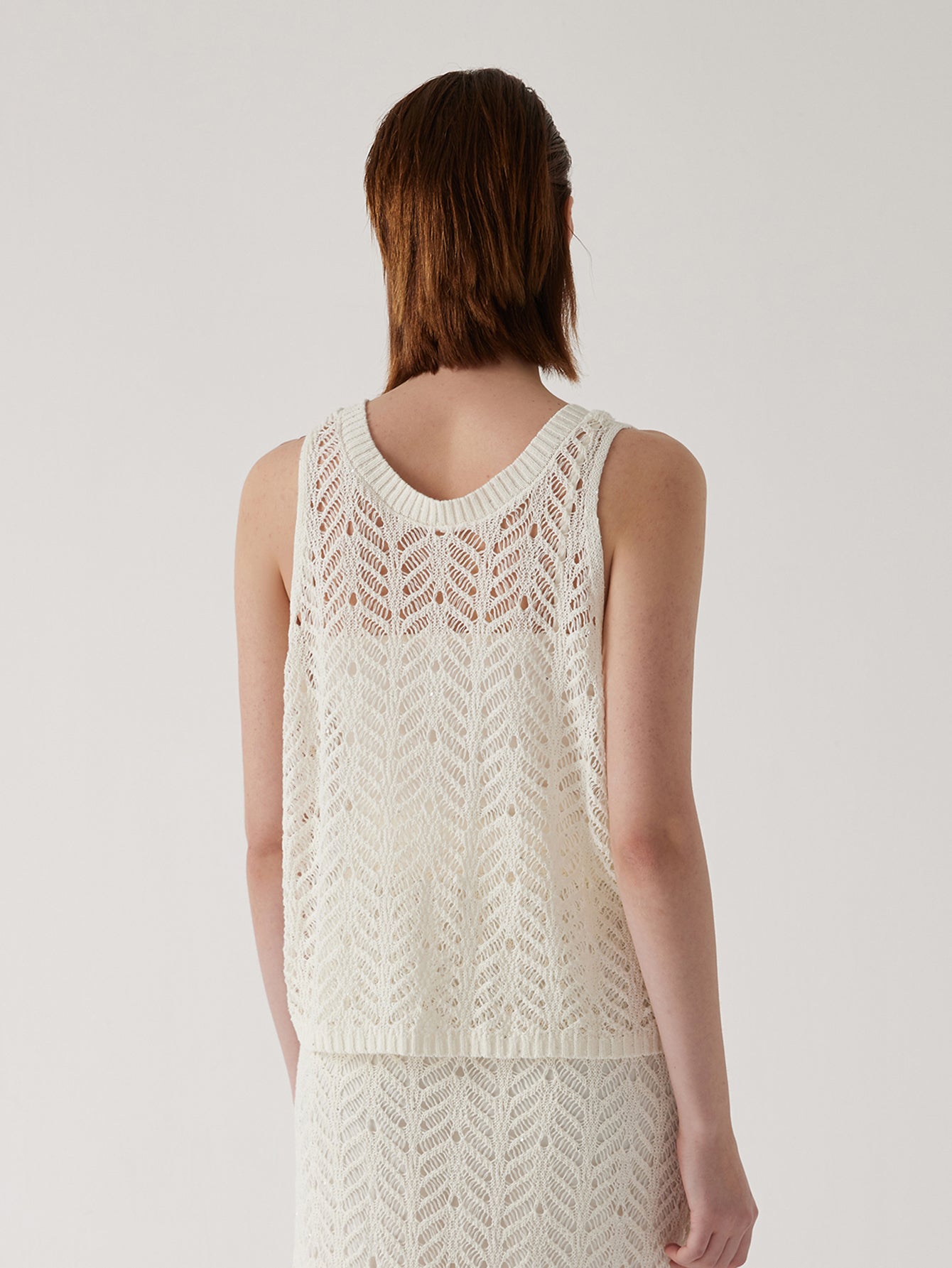 Keten Yarı Açık Çizgili Dikişsiz Örgü Üst