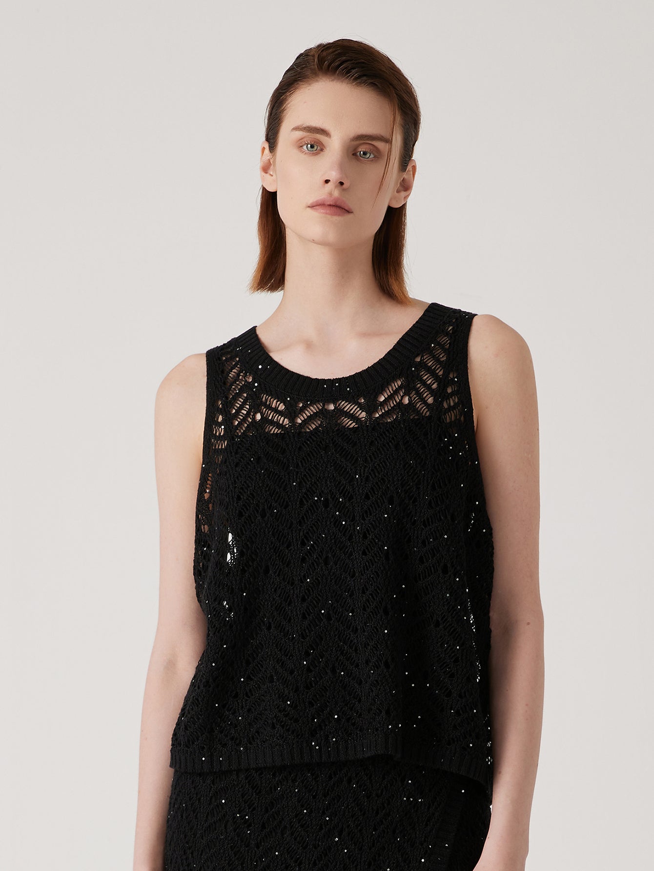 Keten Yarı Açık Çizgili Dikişsiz Örgü Üst