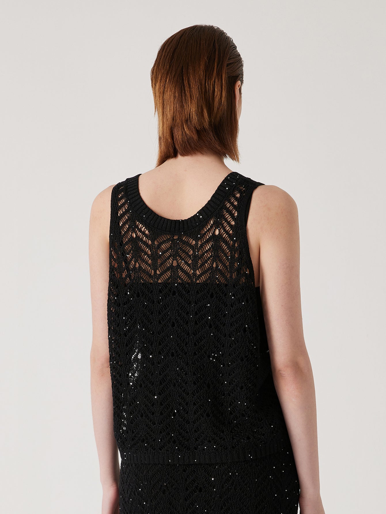 Keten Yarı Açık Çizgili Dikişsiz Örgü Üst