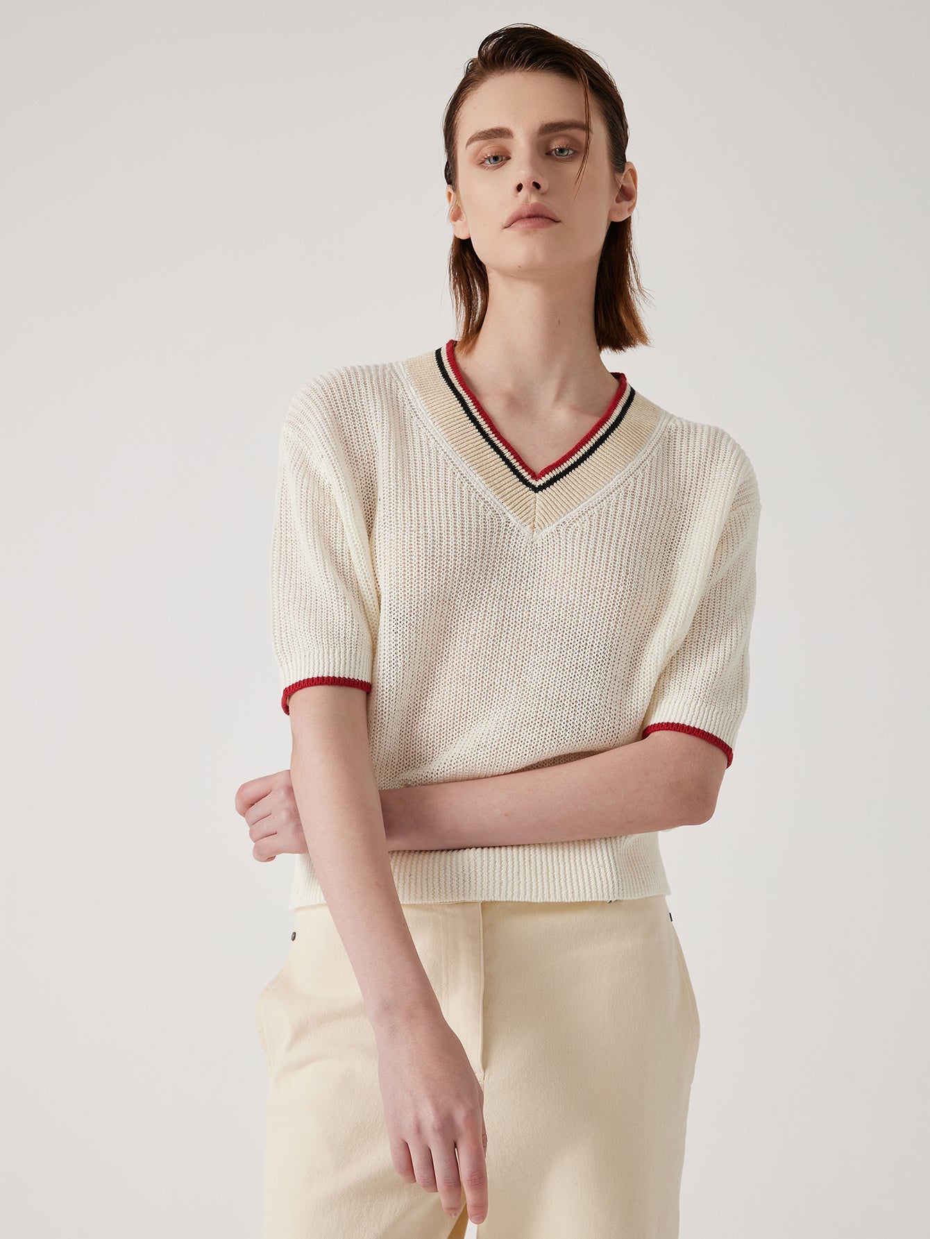 Keten V Yaka Kazak Üst