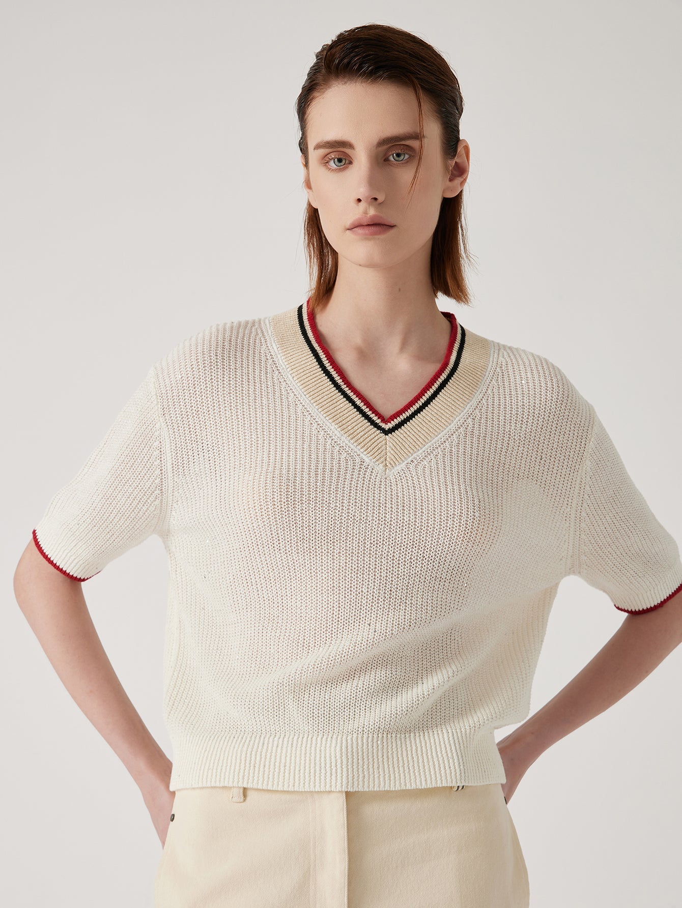 Keten V Yaka Kazak Üst