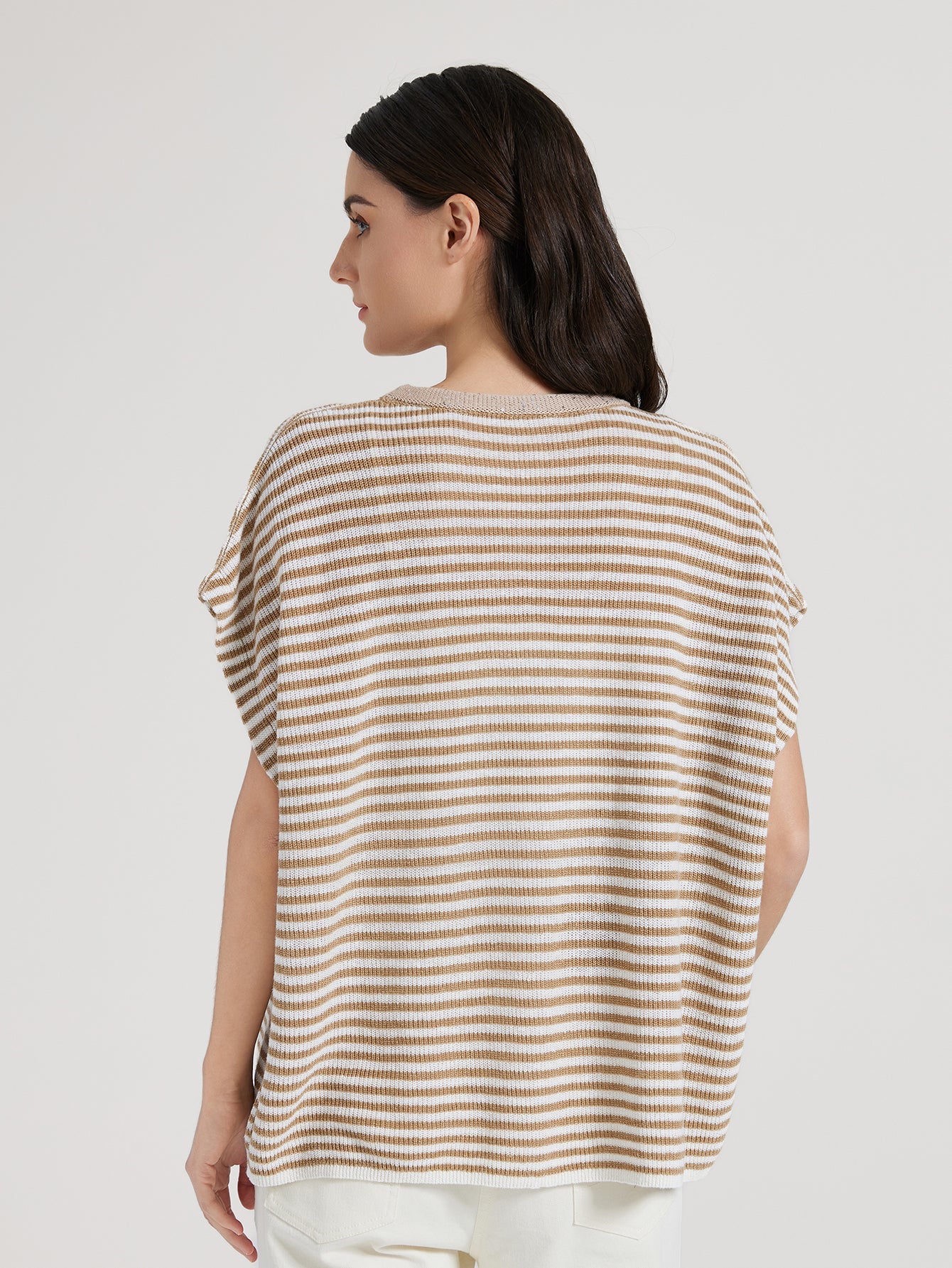 Keten Çizgili Örme Üst