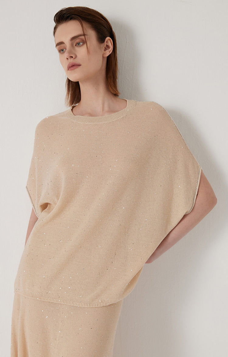 Keten İnce Dokulu Kelebek Kollu Triko