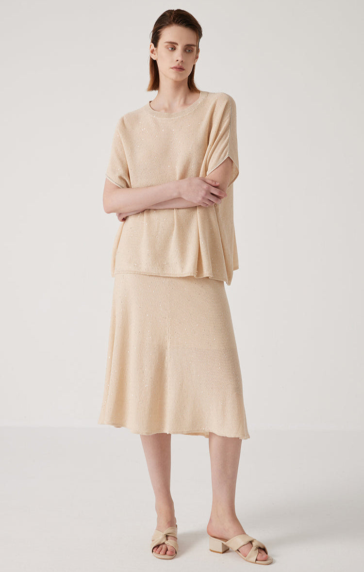 Keten İnce Dokulu Kelebek Kollu Triko