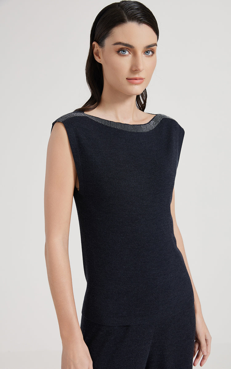 Yün & İpek Dar Kesim Kolsuz Yelek