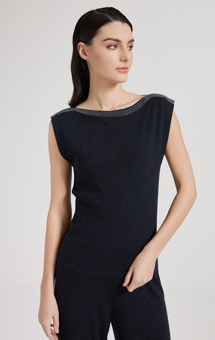 Yün & İpek Dar Kesim Kolsuz Yelek