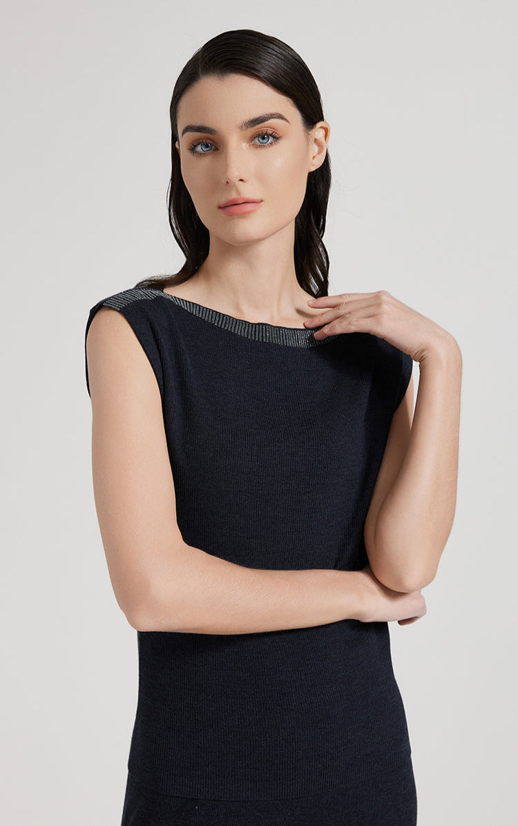 Yün & İpek Dar Kesim Kolsuz Yelek