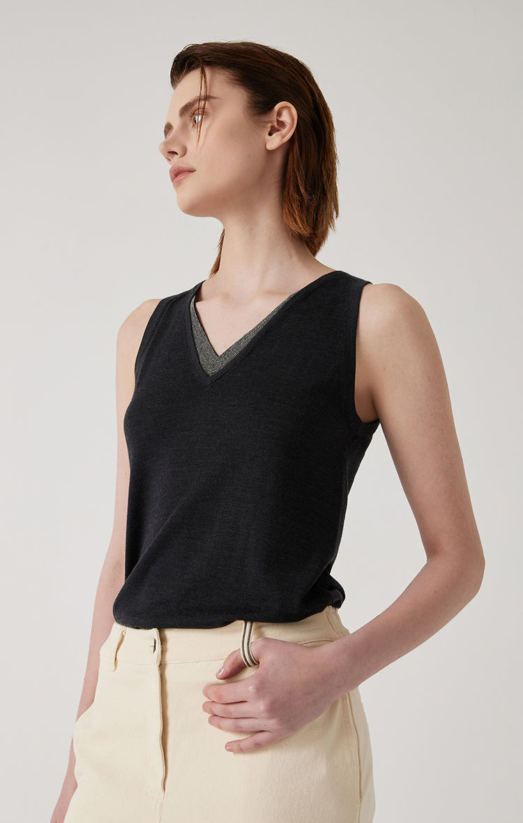 Yün & İpek Katmanlı Örgü Yelek