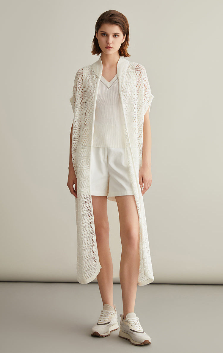 Keten & İpek Uzun Örgü Hırka