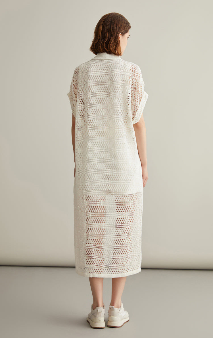 Keten & İpek Uzun Örgü Hırka